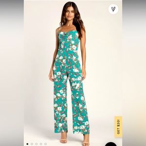 Lulu's Floral Teal Jumpsuit